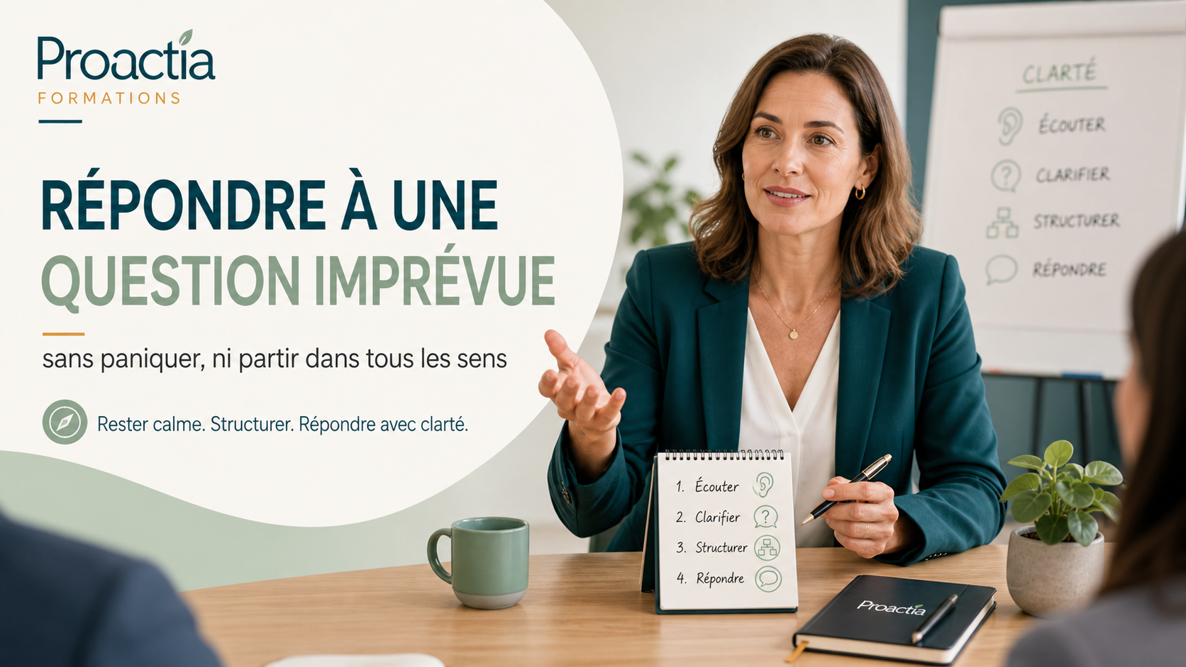 Personne répondant à une question imprévue avec méthode lors d’un échange professionnel
